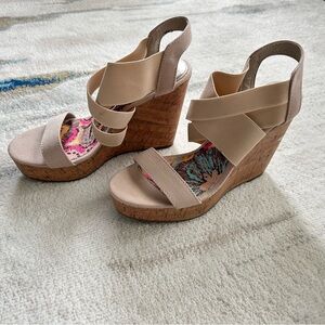 Madden Girl Tan Cork Wedge Sandals